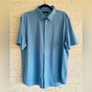 Theory Men's Irving Light Blue Structure Knit Down Shirt